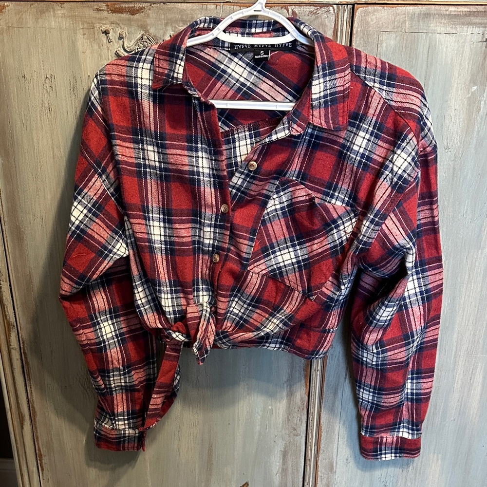 HYFVE Red and Blue Plaid Crop